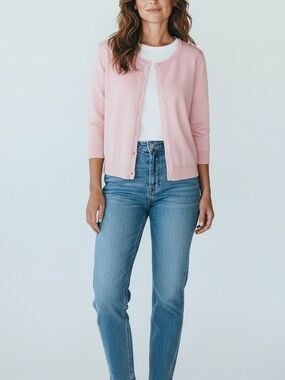 Talbots Petites Size XL Pink Cardigan Sweater Granny Ballet Coquette Vintage